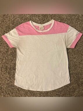 Exist Pink & White Colorblock Short Sleeve Tee